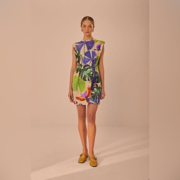 NWT Farm Rio Sand Macaw Jungle Organic Cotton T-Shirt Dress - Picture 4 of 14